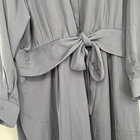 City Chic Tie Detail Dress Collared Smoke Grey XXL New‎ - Picture 6 of 16